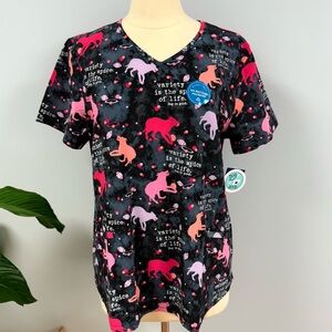 NWT Cherokee Dog Is Good Black Scrub Top Spice Of Life Pink Dogs Scrubs Vet tech